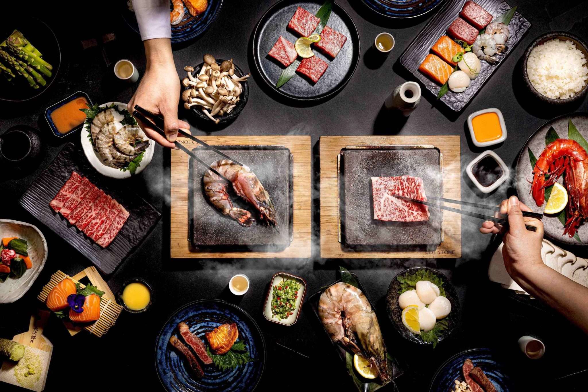 Chef preparing Hot Stone Japanese cuisine